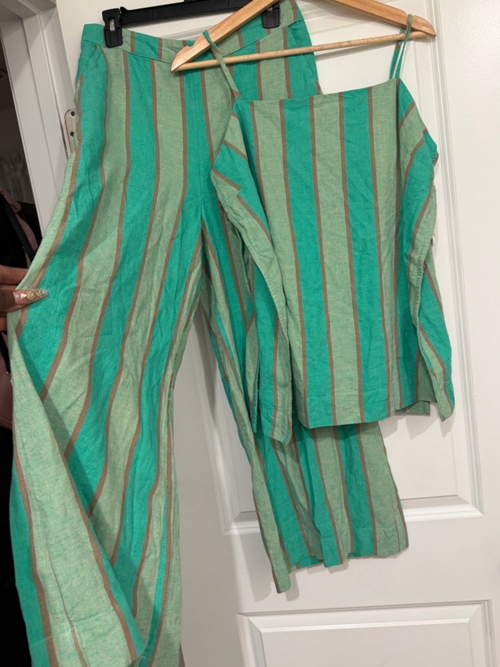 Free People Sightseer Linen Striped Pant Set π₯ Size M - Picture 3 of 3